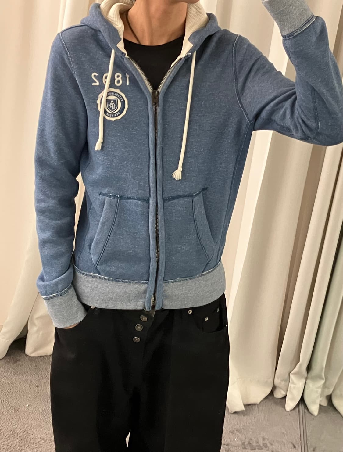 아베크롬비 블루 멜란지 후드집업 S 상품이미지5