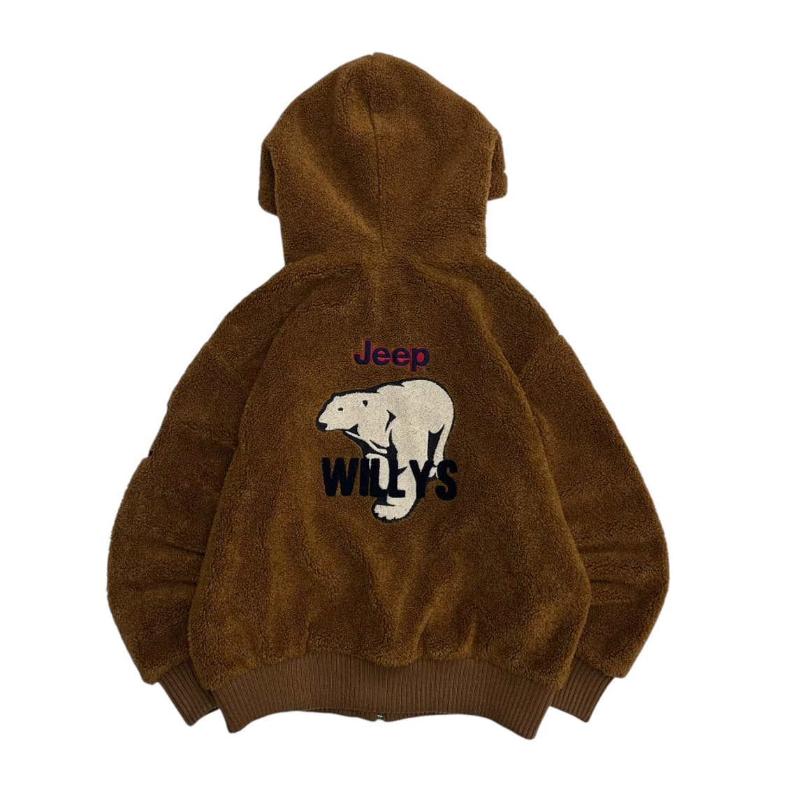 지프 백 곰돌이로고 캬라멜맛 뽀글이 후드집업 L 상품이미지3