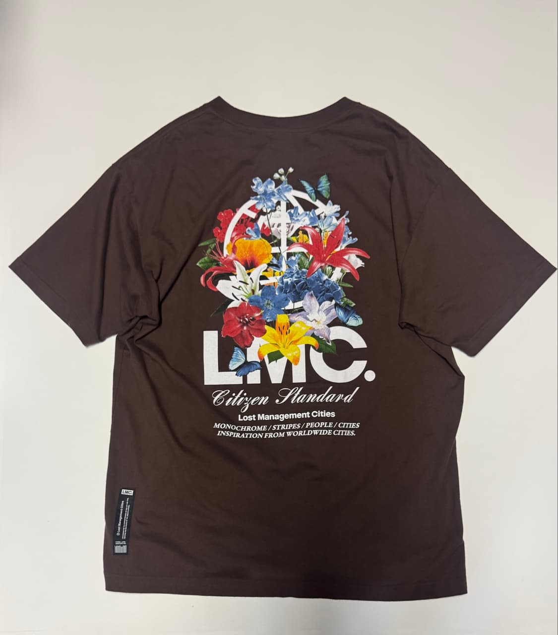 LMC 엘엠씨 플라워 뒷 프린팅 오버핏 반팔 티셔츠 코코아 XL 상품이미지1