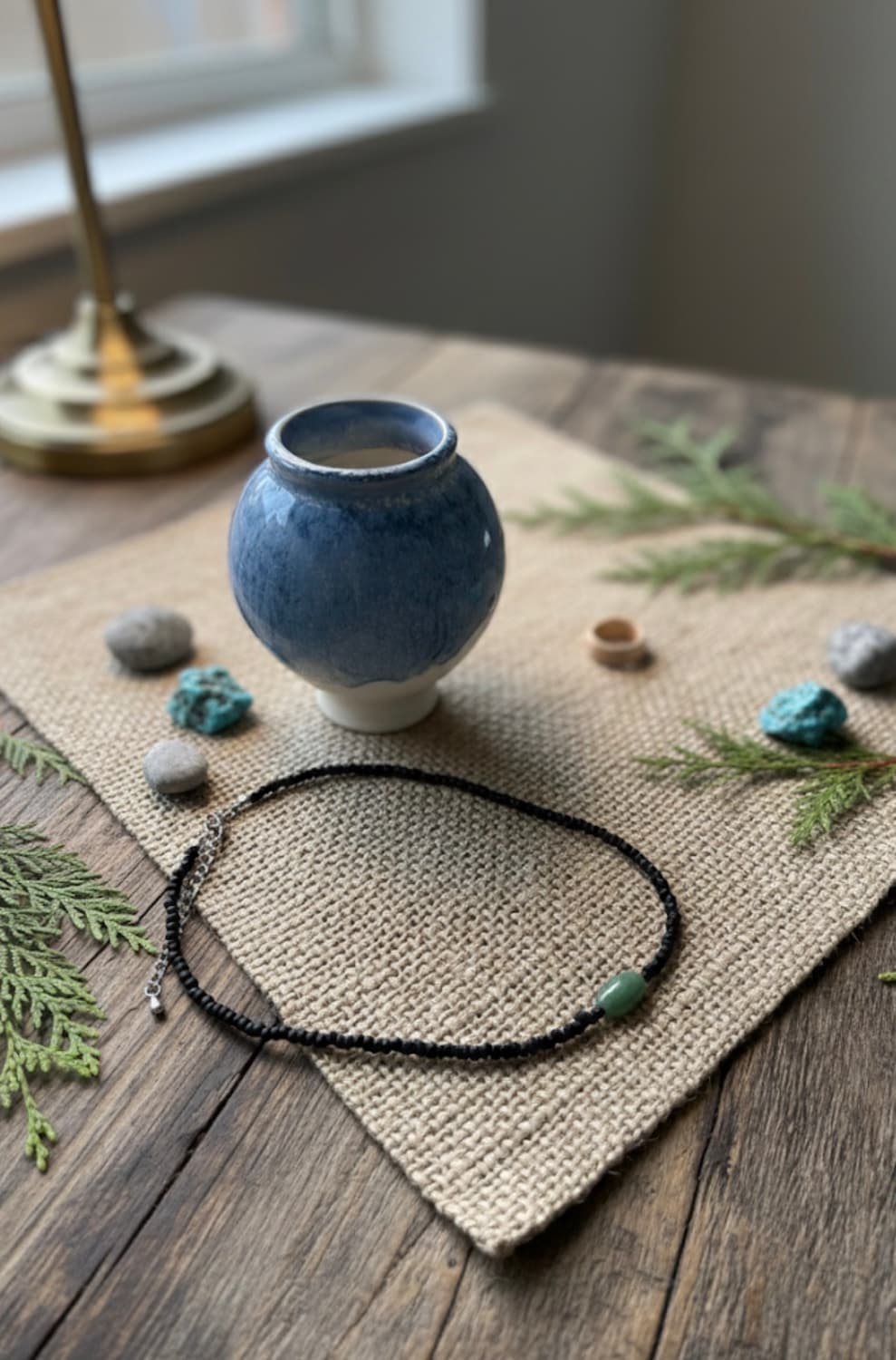 블랙 코드 그린 스톤 목걸이 상품이미지1