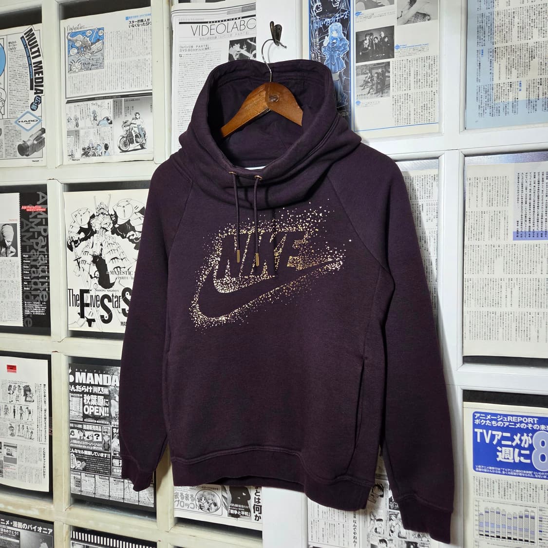 나이키 하이넥 퍼플 빅 로고 후드티 상품이미지1