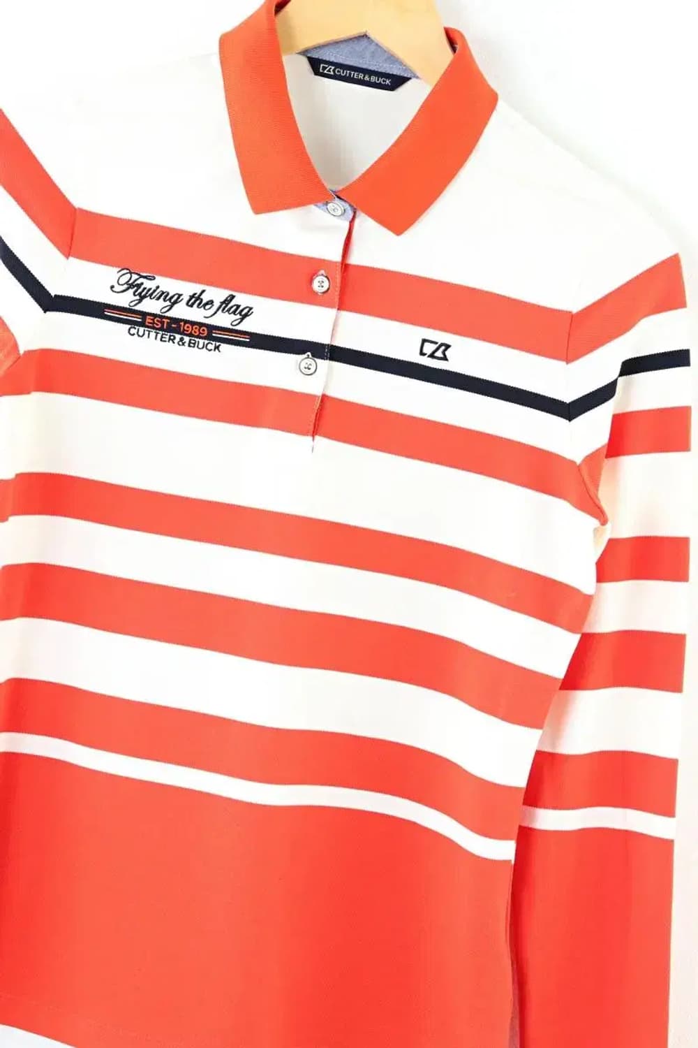 W(L) 커터앤벅 카라 긴팔티셔츠 스트라이프 주황 EO빈티지 상품이미지1