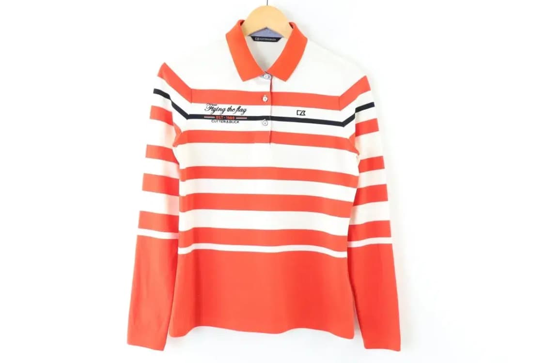 W(L) 커터앤벅 카라 긴팔티셔츠 스트라이프 주황 EO빈티지 상품이미지2