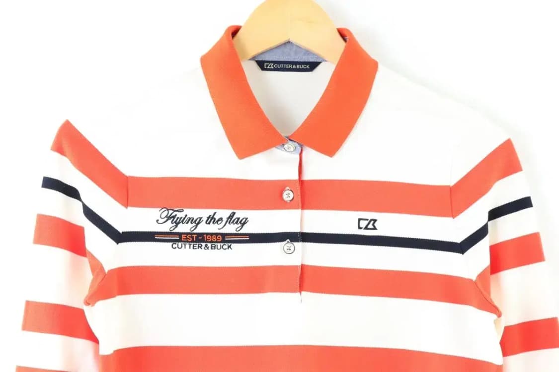 W(L) 커터앤벅 카라 긴팔티셔츠 스트라이프 주황 EO빈티지 상품이미지3