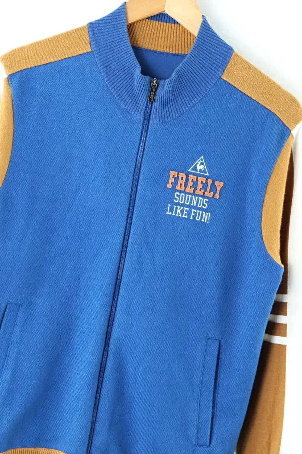 (L) 르꼬끄 니트집업 배색 블루 EO빈티지 상품이미지1