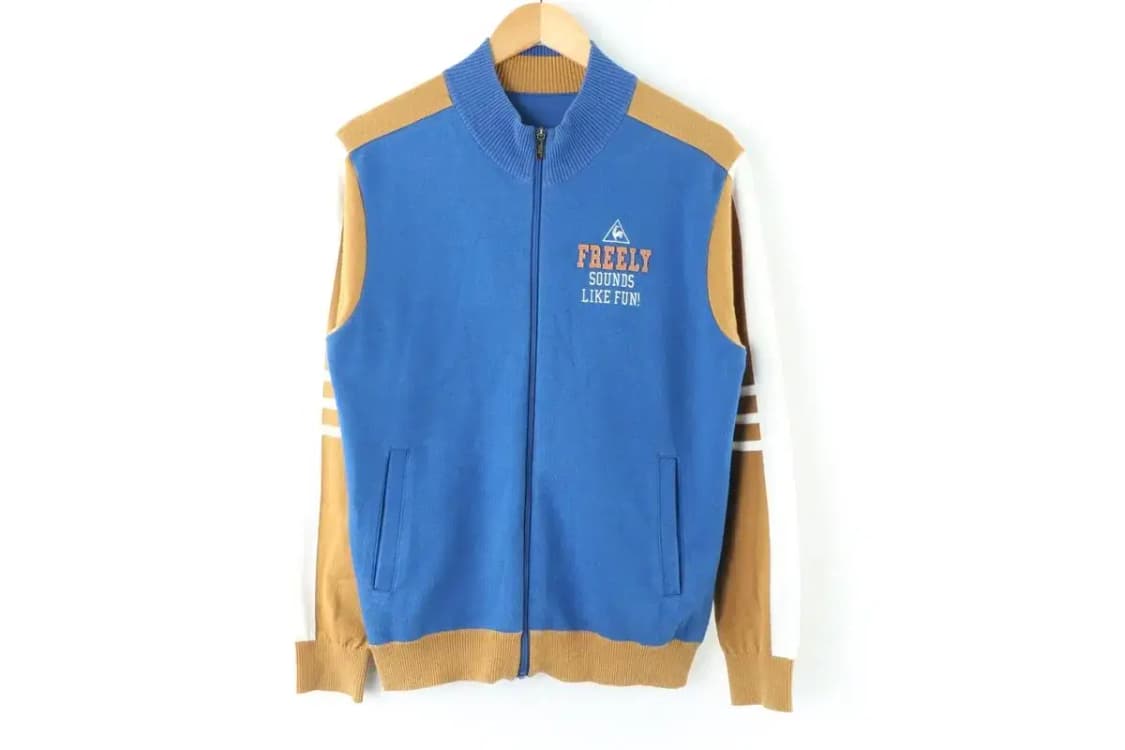 (L) 르꼬끄 니트집업 배색 블루 EO빈티지 상품이미지2