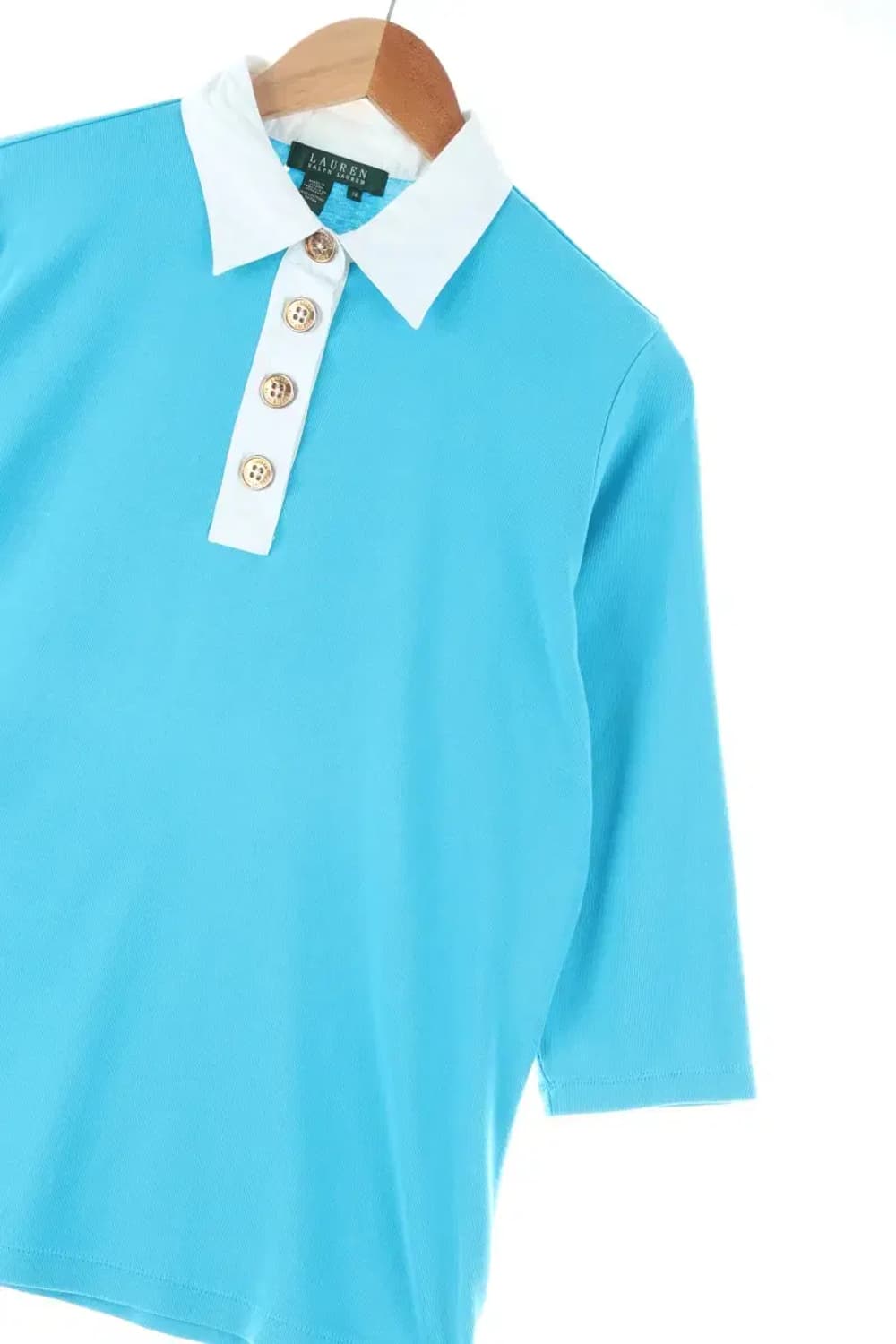 W(XL) 폴로 랄프로렌 반팔 카라 티셔츠 블루 면 올드스쿨-DD2B 상품이미지1