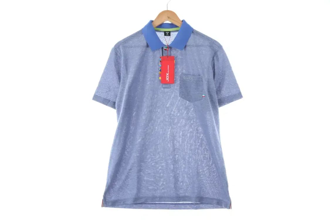 (L) JDX 반팔 카라 티셔츠 새상품 린넨 마 블루 한정판-E60F 상품이미지2