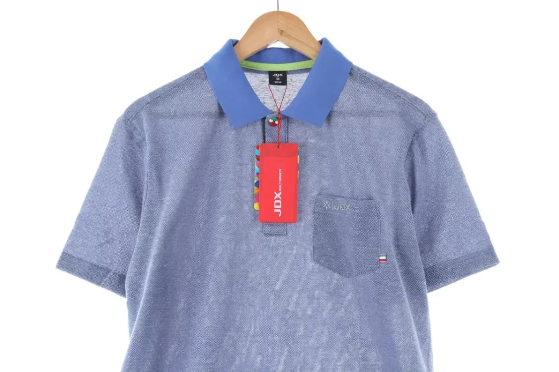 (L) JDX 반팔 카라 티셔츠 새상품 린넨 마 블루 한정판-E60F 상품이미지3