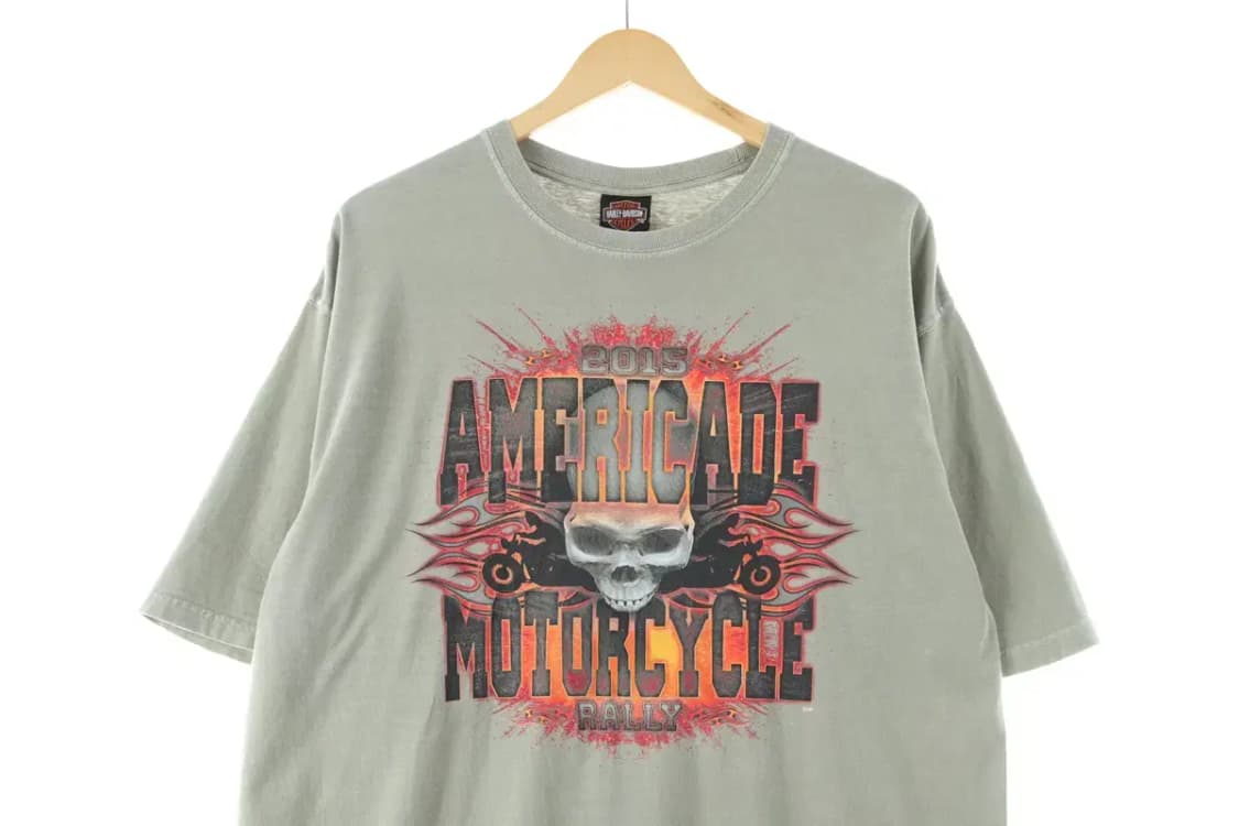 (XL) 브랜드빈티지 반팔 티셔츠 할리데이비슨 해골 스컬-E889 상품이미지2