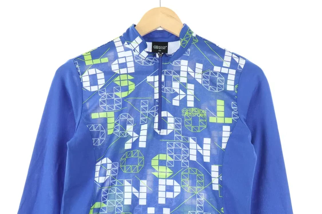 W(M) 코오롱스포츠 카라 긴팔티셔츠 블루 기능성 슬림핏-F99E 상품이미지3