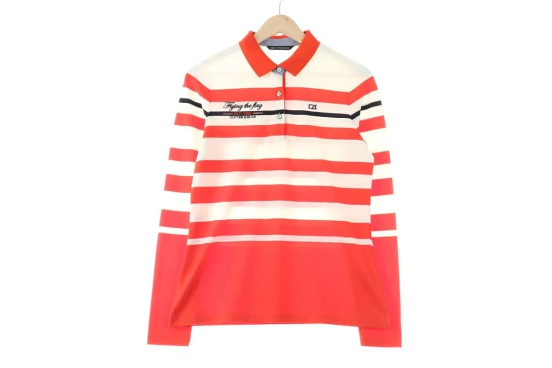 W(M) 커터앤벅 카라 긴팔티셔츠 오렌지 스트라이프 기본핏-FA1A 상품이미지2