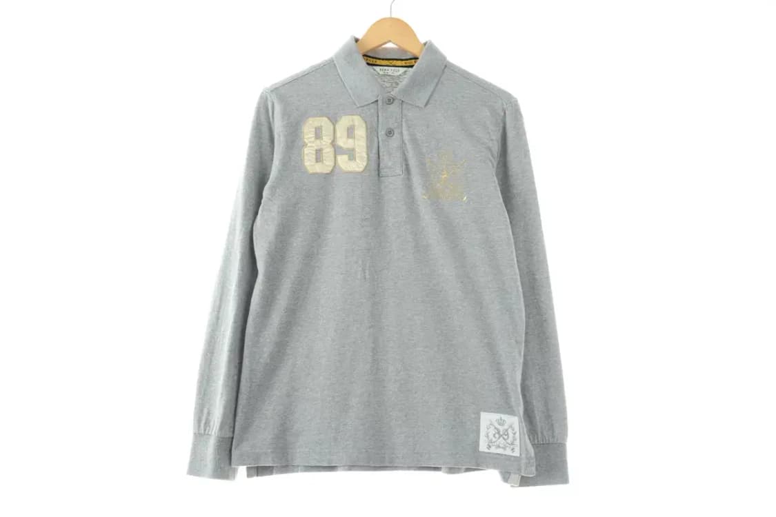 (M) 빈폴 카라 긴팔티셔츠 그레이 면 골프 기본핏-FA29 상품이미지2