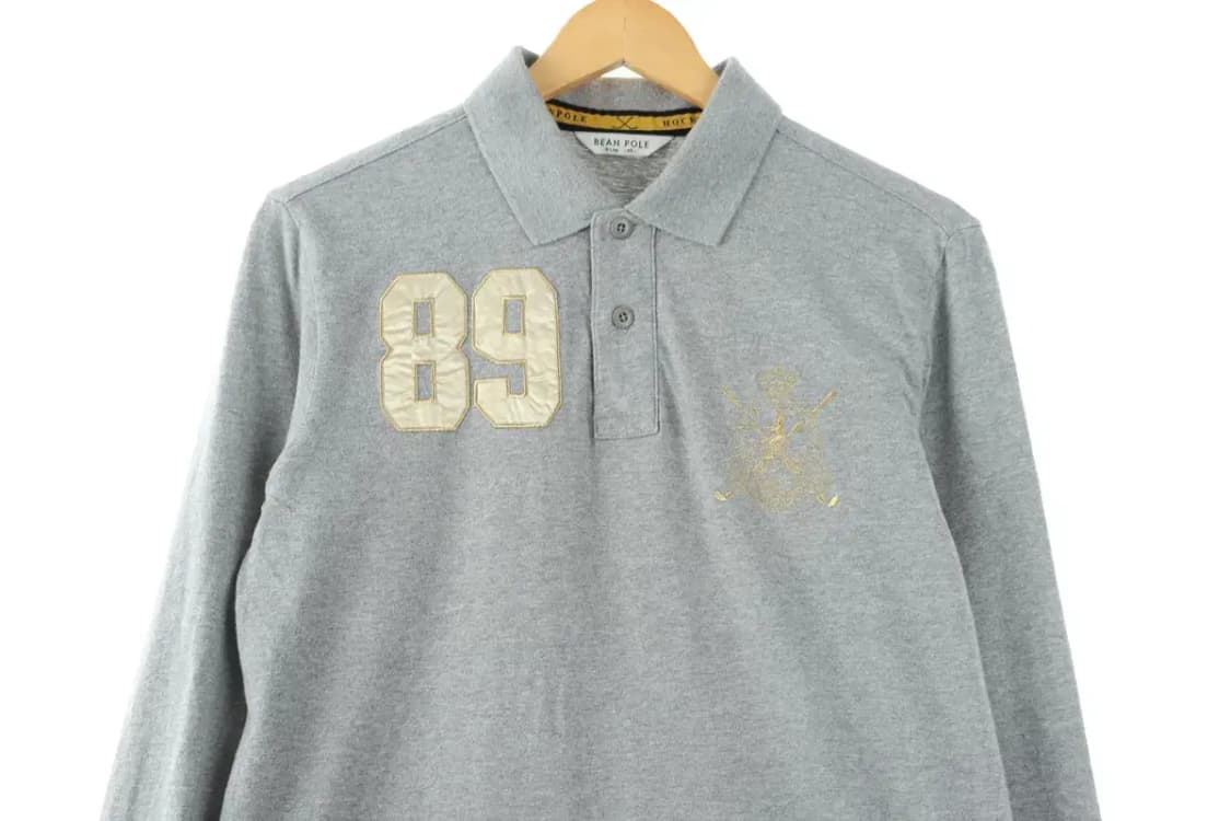 (M) 빈폴 카라 긴팔티셔츠 그레이 면 골프 기본핏-FA29 상품이미지3