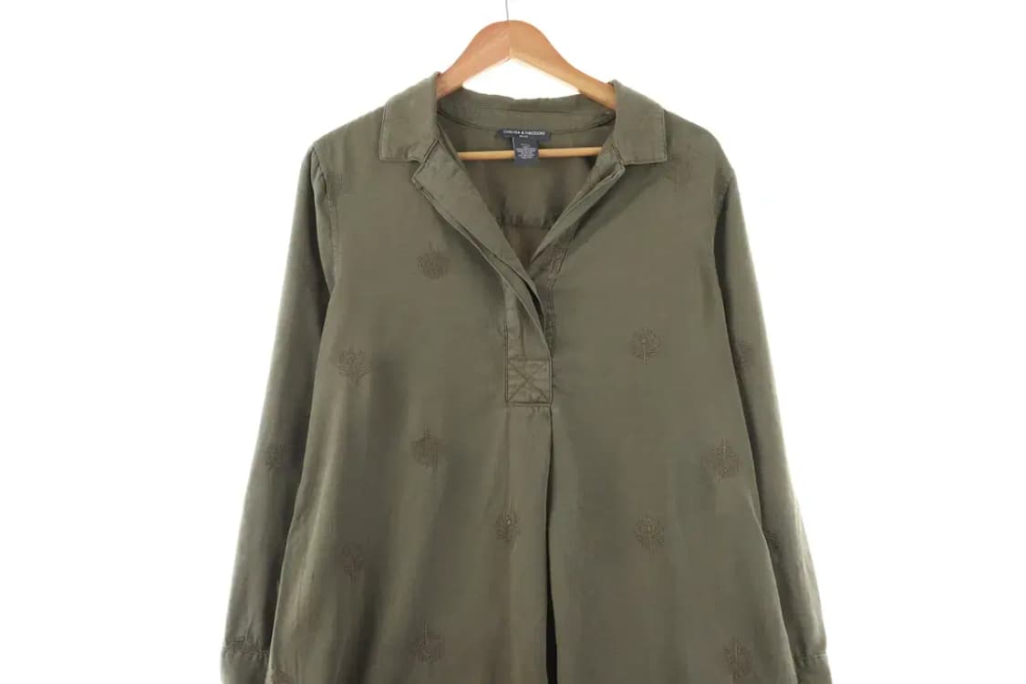 W(XL) 브랜드빈티지 셔츠 남방 카키 면 올드스쿨 루즈핏-FA89 상품이미지2