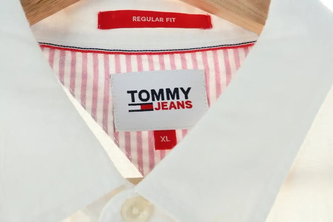 (XL) 타미힐피거 셔츠 남방 화이트 면 무지 솔리드 박시핏-FB4B 상품이미지4