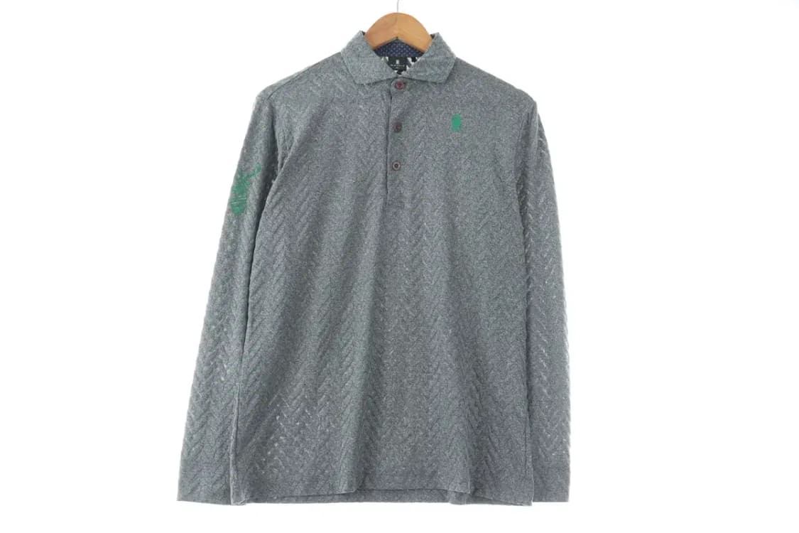 (M) 와이드앵글 카라 긴팔티셔츠 그레이 골프 한정판-10461 상품이미지2