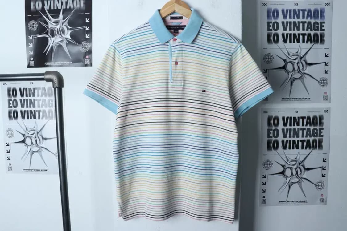 (M-L) 타미힐피거 반팔 카라 티셔츠 작은오염 스트라이프-12D01 상품이미지2