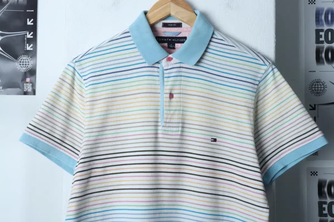 (M-L) 타미힐피거 반팔 카라 티셔츠 작은오염 스트라이프-12D01 상품이미지3