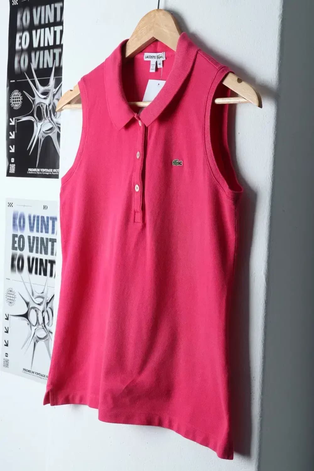 W(XL) 라코스테 반팔 카라 티셔츠 민소매 핑크 한정판-13383 상품이미지1