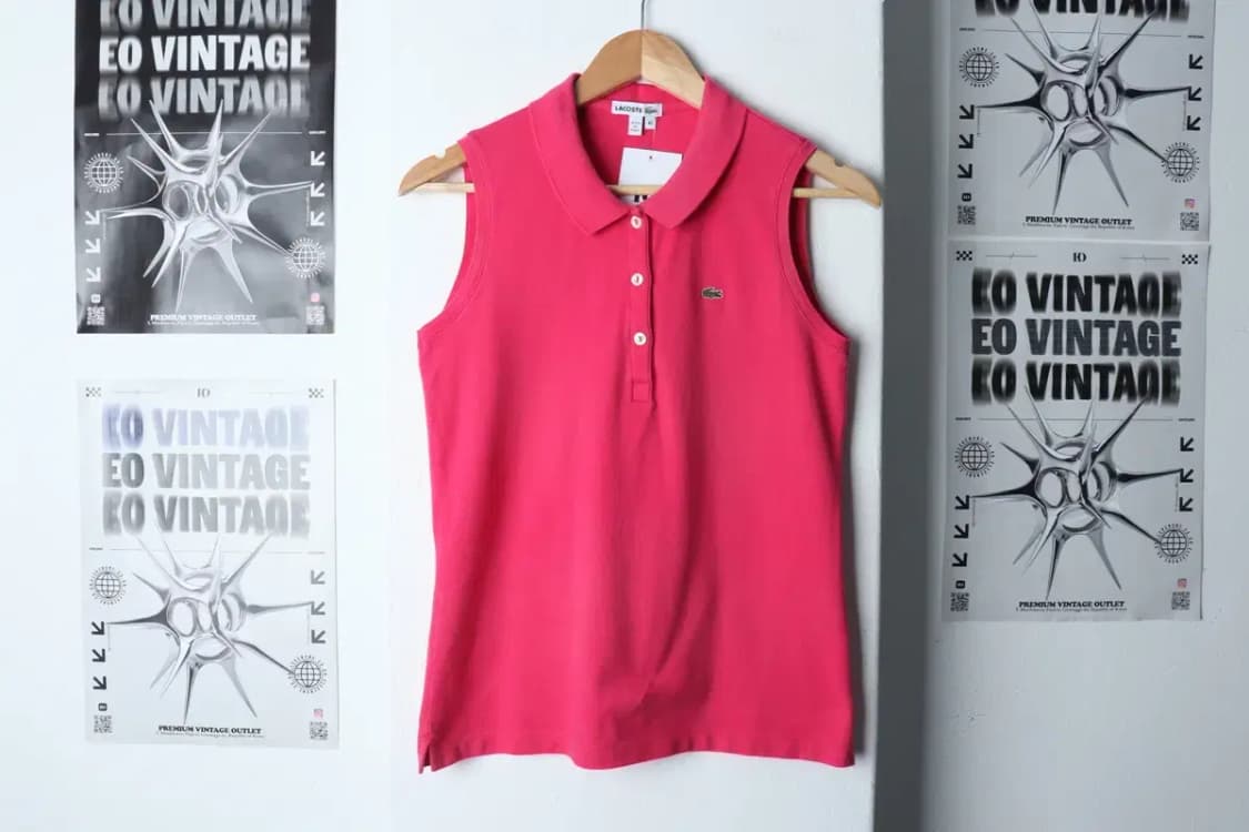 W(XL) 라코스테 반팔 카라 티셔츠 민소매 핑크 한정판-13383 상품이미지2