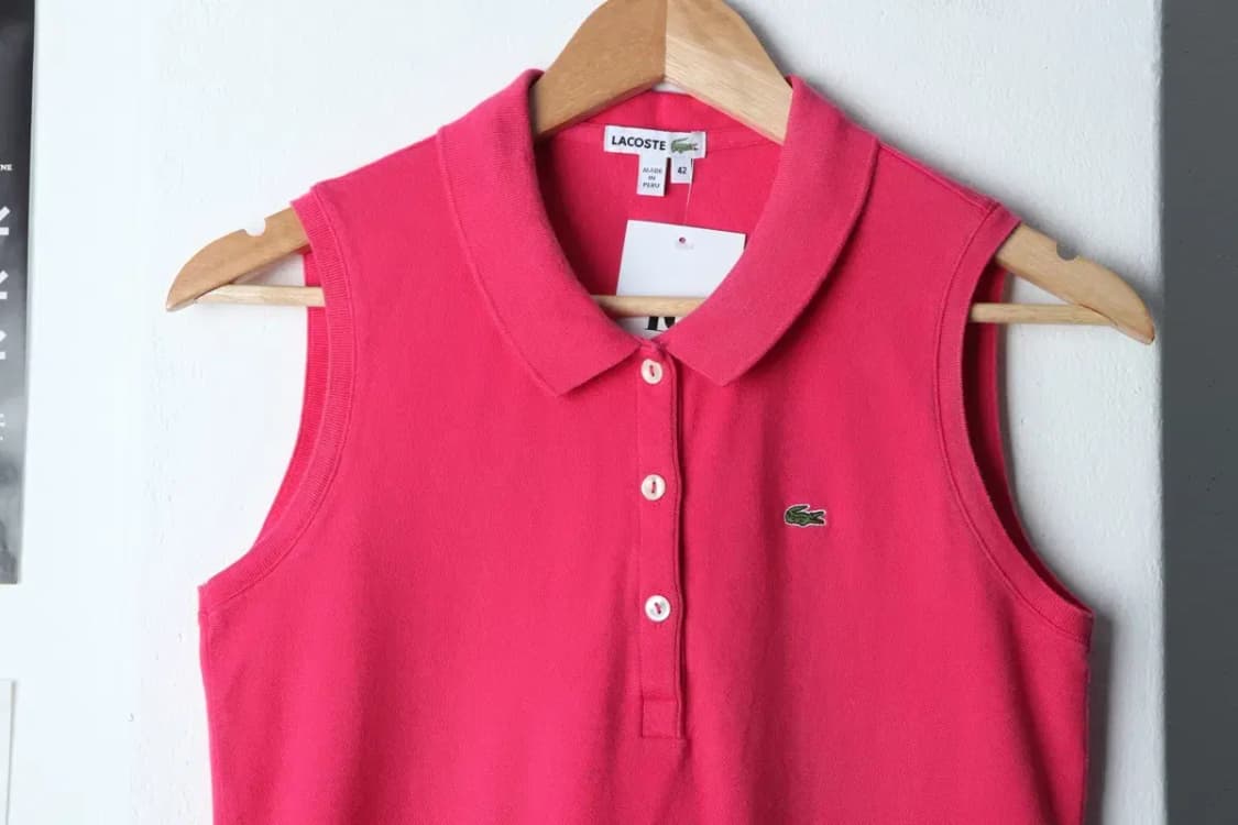 W(XL) 라코스테 반팔 카라 티셔츠 민소매 핑크 한정판-13383 상품이미지3
