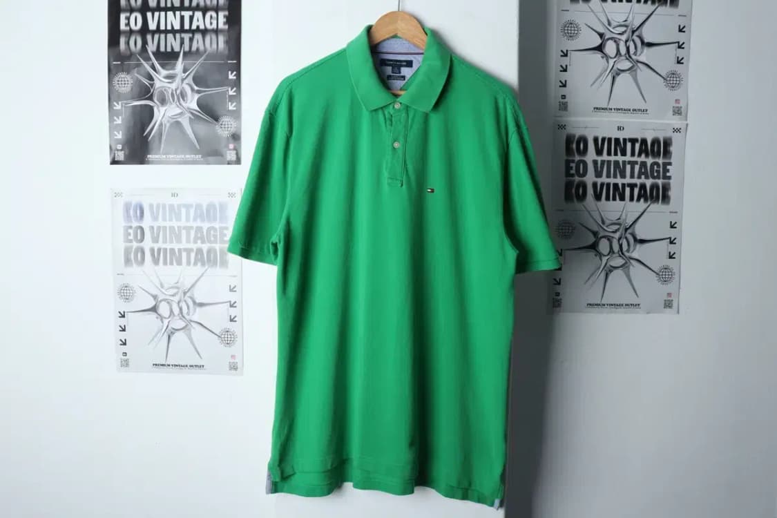 (XL-2XL) 타미힐피거 반팔 카라 티셔츠 그린 올드스쿨-1338C 상품이미지2