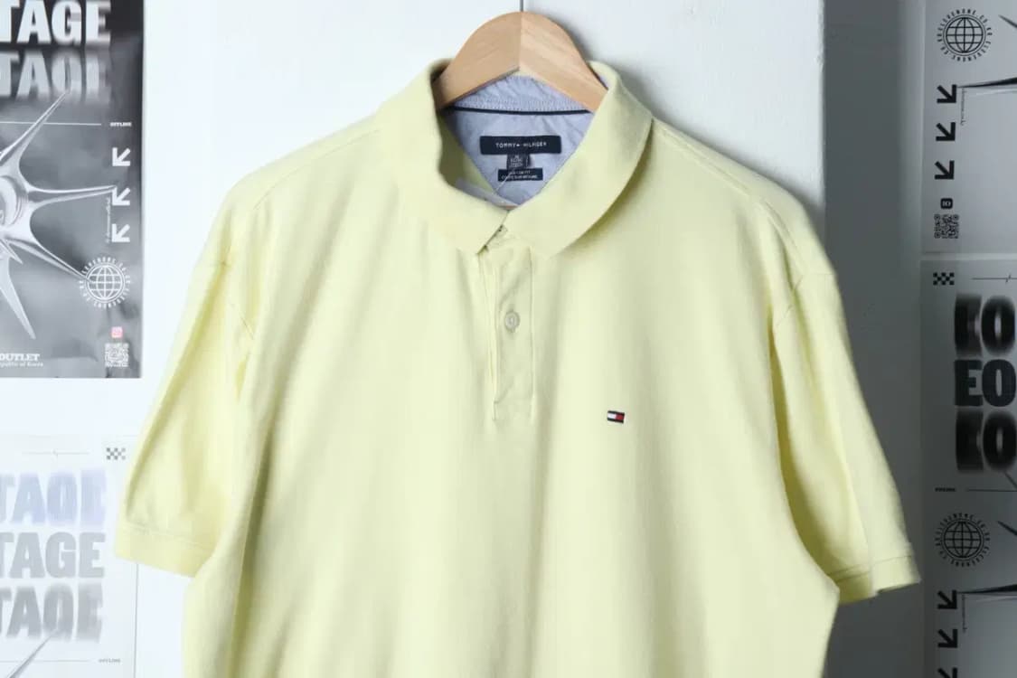 (XL) 타미힐피거 반팔 카라 티셔츠 노랑 올드스쿨-13398 상품이미지3