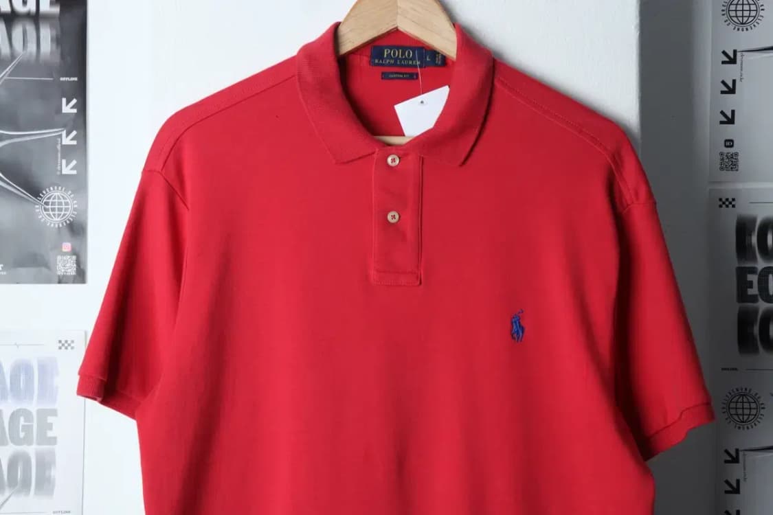 (L-XL) 폴로 랄프로렌 반팔 카라 티셔츠 작은데미지 레드-1339B 상품이미지3