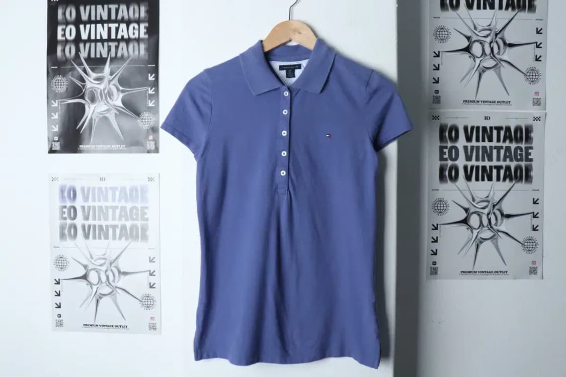 W(S-M) 타미힐피거 반팔 카라 티셔츠 블루 한정판-1339F 상품이미지2