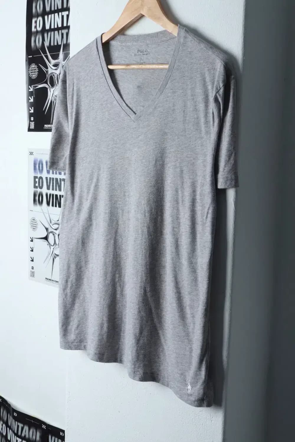 (L-XL) 폴로 랄프로렌 반팔 티셔츠 브이넥 그레이 포니-134D5 상품이미지1