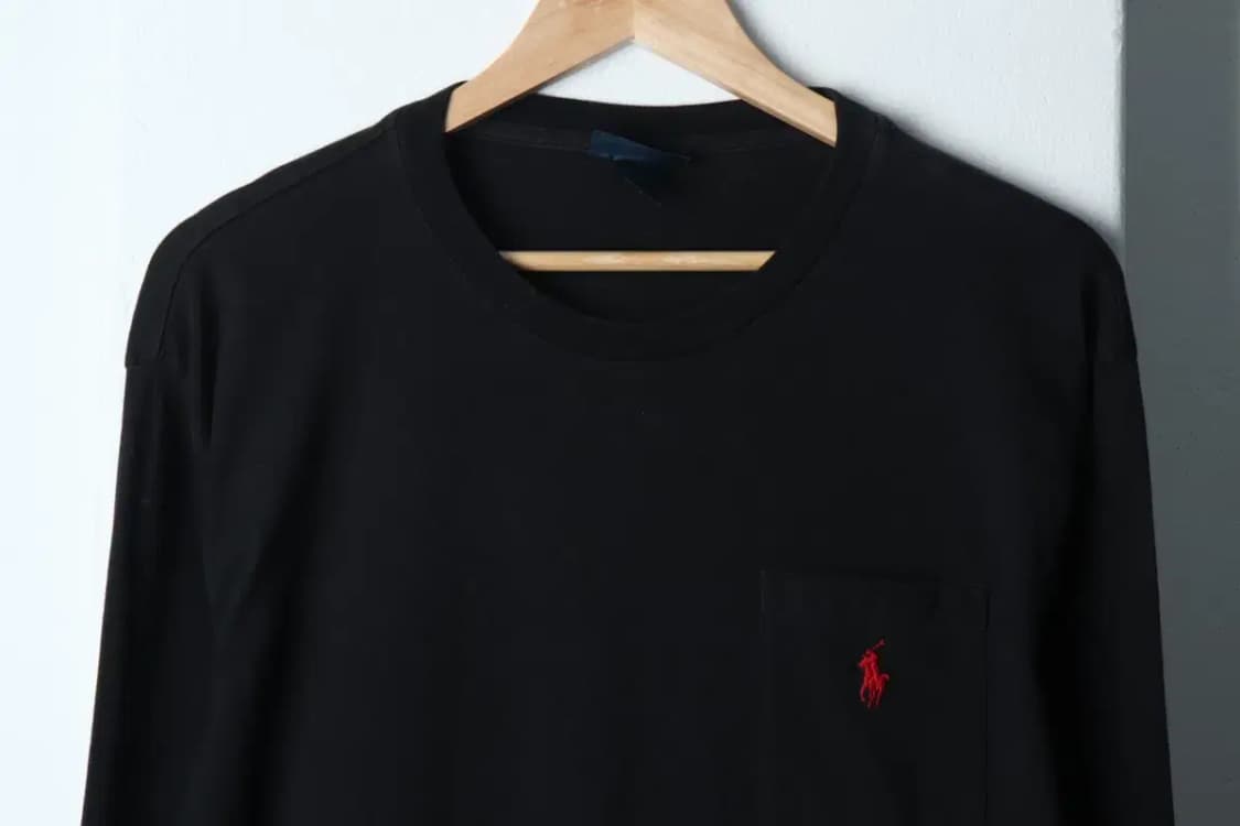 (L-XL) 폴로 랄프로렌 긴팔티셔츠 포켓 블랙 레드포니-13512 상품이미지3