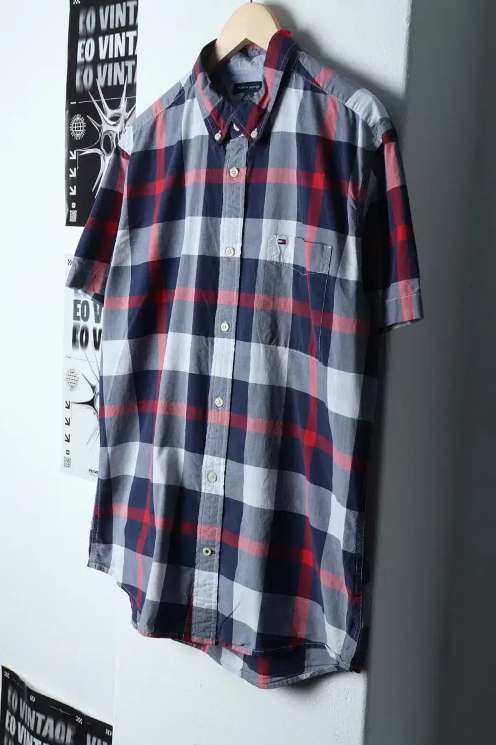 (XL) 타미힐피거 반팔셔츠 남방 체크패턴 아메카지-1347A 상품이미지1