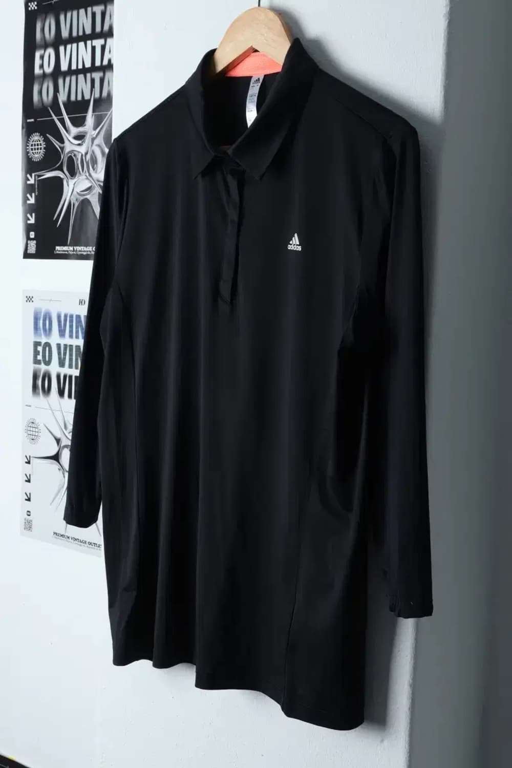 W(XL) 아디다스 카라 긴팔티셔츠 기능성 블랙 올드스쿨-13616 상품이미지1