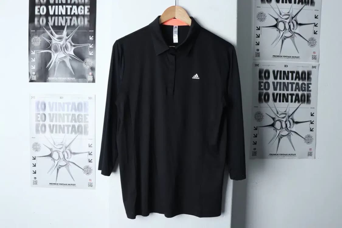 W(XL) 아디다스 카라 긴팔티셔츠 기능성 블랙 올드스쿨-13616 상품이미지2