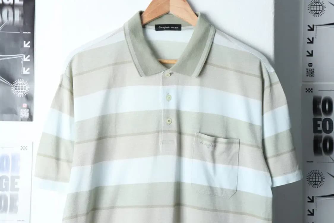 (XL) 브랜드빈티지 반팔 카라 티셔츠 세르지오 스트라이프-136C5 상품이미지3