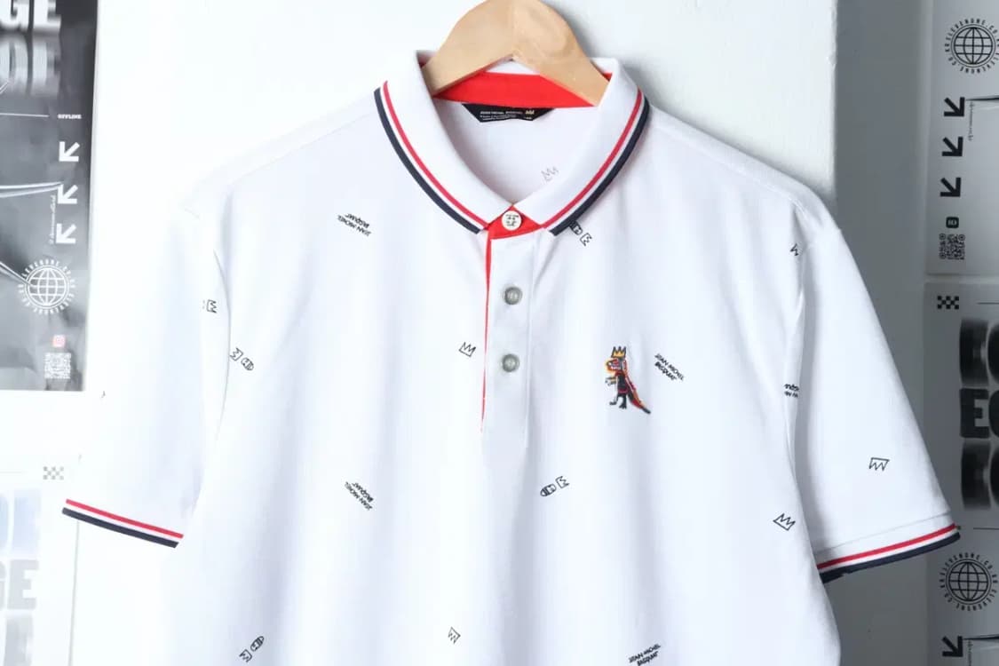(XL) 바스키아 반팔 카라 티셔츠 패턴 화이트 올드스쿨-136D1 상품이미지3