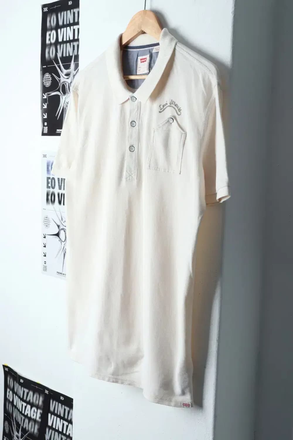 (L-XL) 리바이스 반팔 카라 티셔츠 포켓 화이트 올드스쿨-1366E 상품이미지1