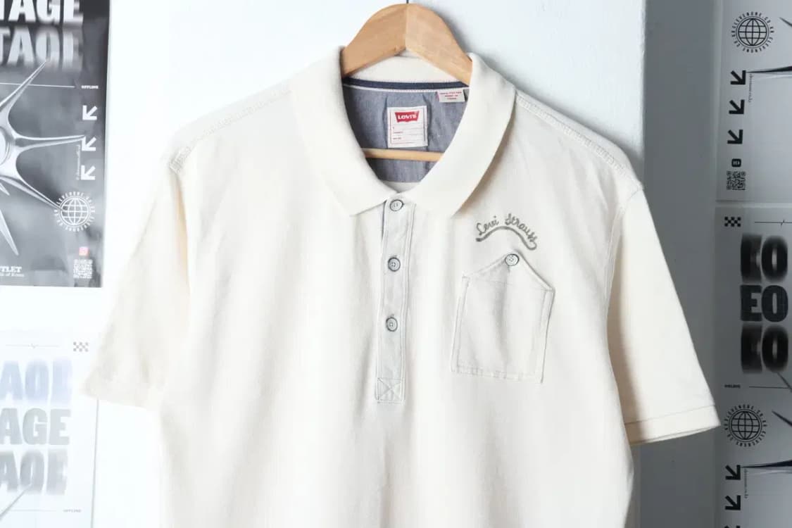 (L-XL) 리바이스 반팔 카라 티셔츠 포켓 화이트 올드스쿨-1366E 상품이미지3
