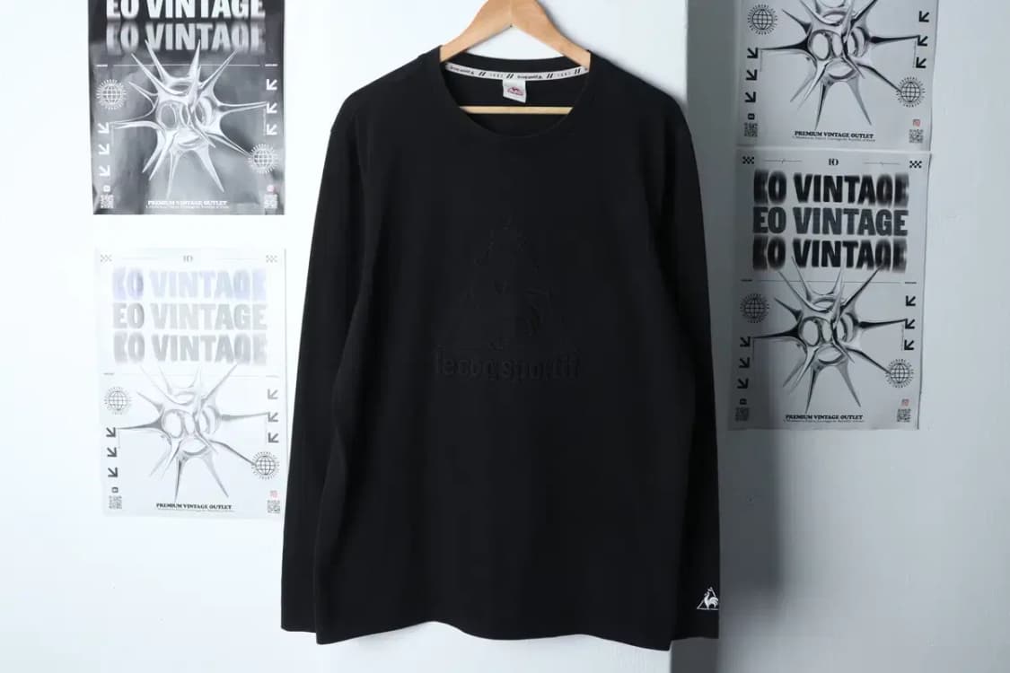 (2XL) 르꼬끄 긴팔티셔츠 빅사이즈 로고 블랙-13690 상품이미지2