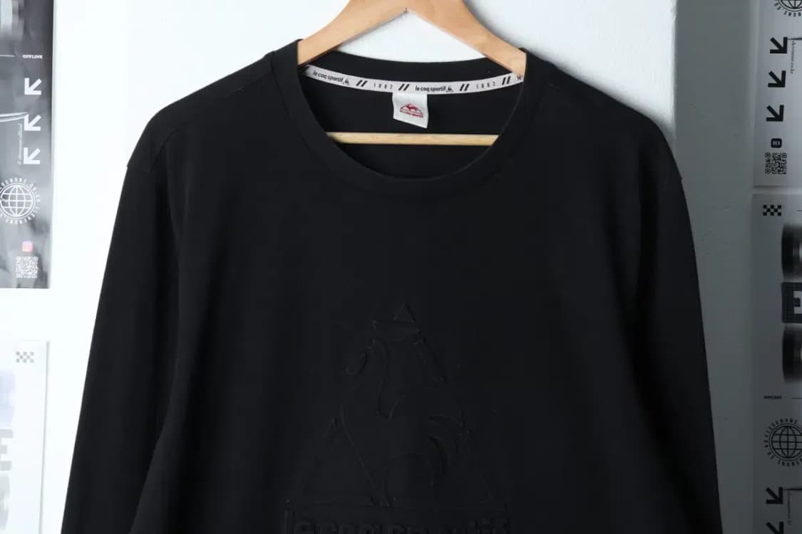 (2XL) 르꼬끄 긴팔티셔츠 빅사이즈 로고 블랙-13690 상품이미지3