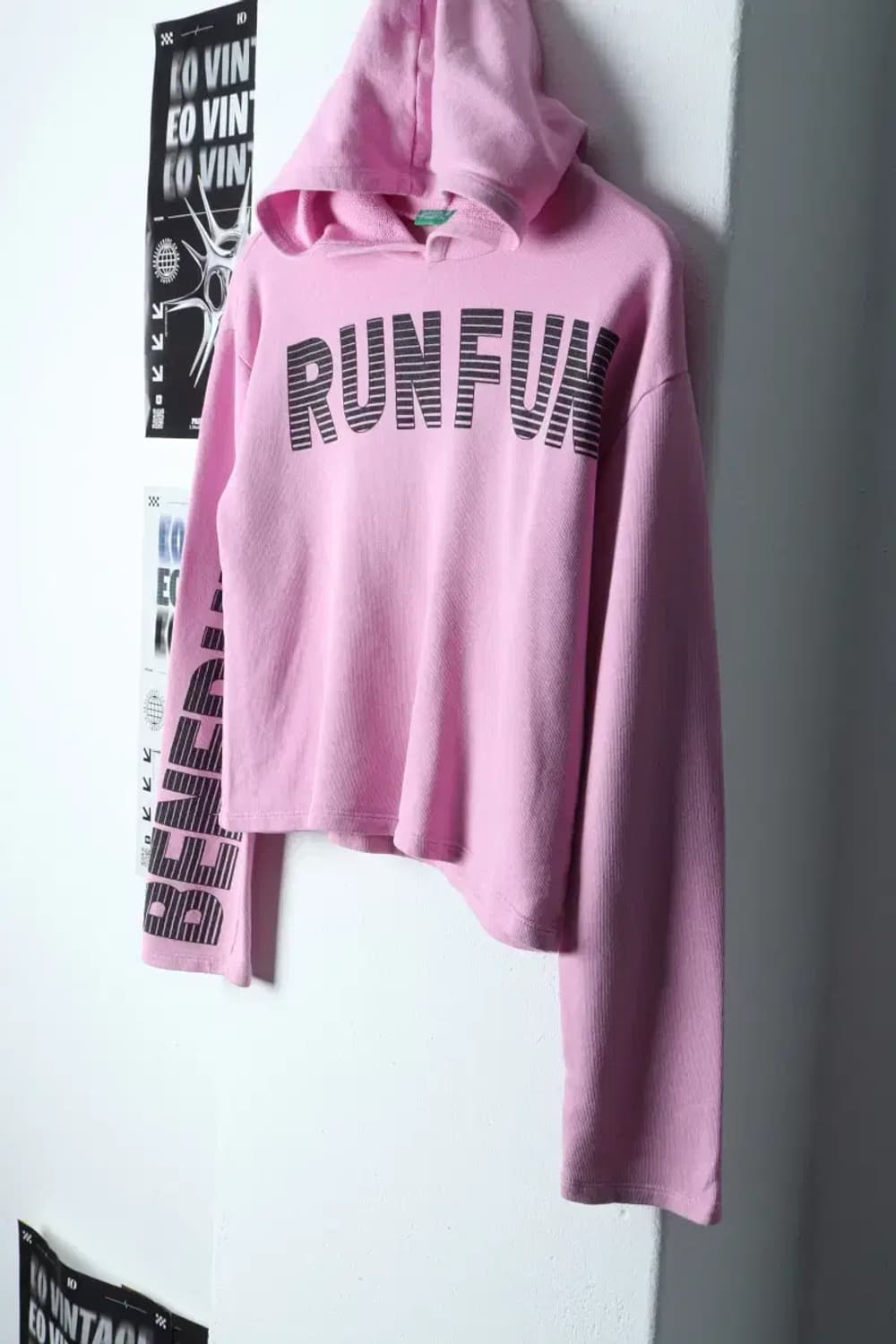 W(S) 베네통 후드티셔츠 크롭 핑크 한정판-135AA 상품이미지1