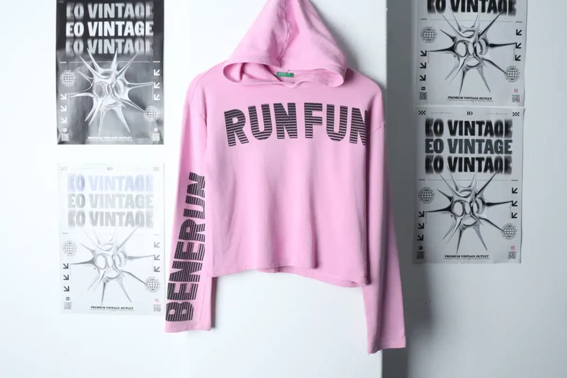 W(S) 베네통 후드티셔츠 크롭 핑크 한정판-135AA 상품이미지2