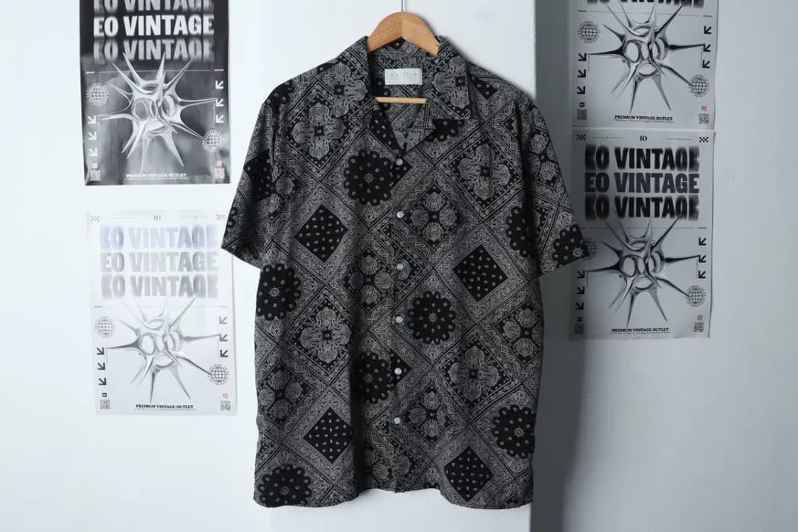 (M-XL) 브랜드빈티지 반팔셔츠 남방 페이즐리 블랙-13867 상품이미지2