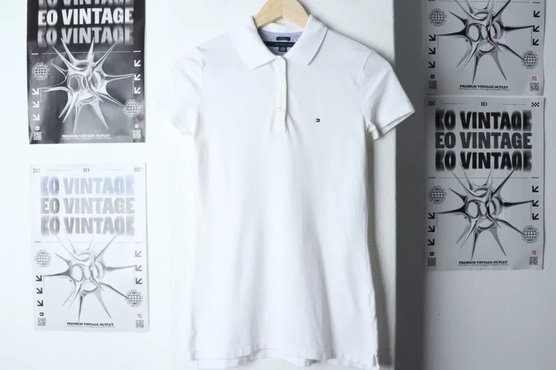 W(2XS-S) 타미힐피거 반팔 카라 티셔츠 부분오염 화이트-13962 상품이미지2