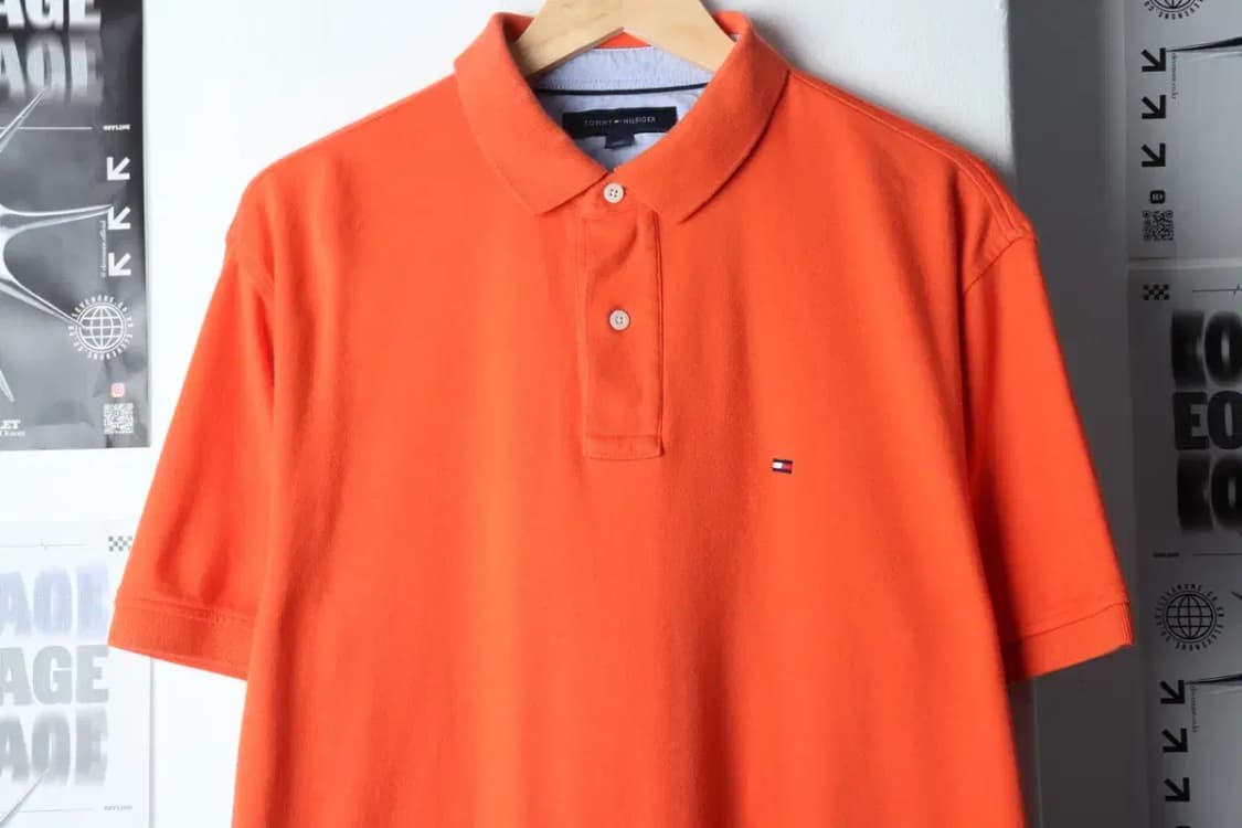 (L-XL) 타미힐피거 반팔 카라 티셔츠 오렌지 올드스쿨-13910 상품이미지3