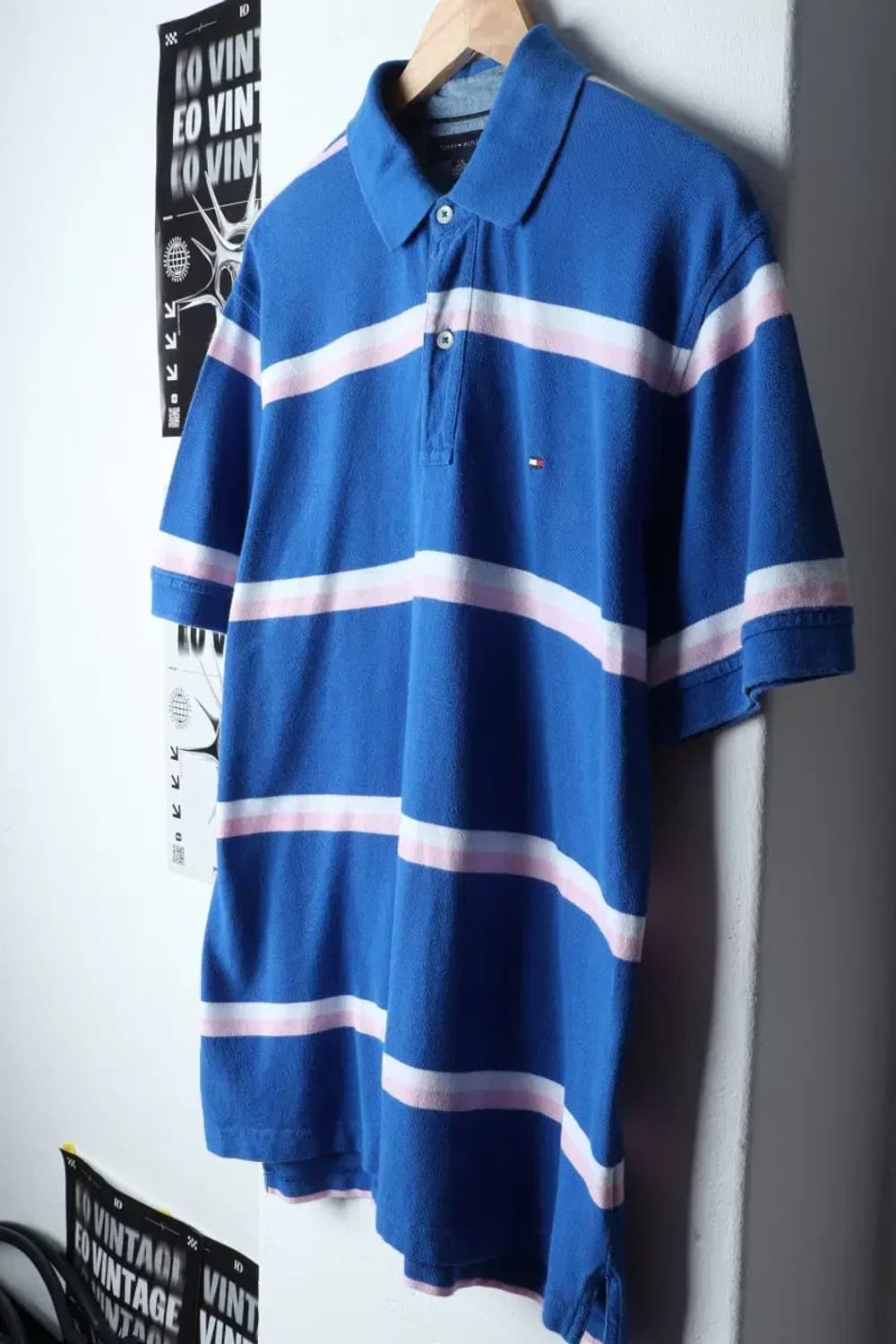 (L-XL) 타미힐피거 반팔 카라 티셔츠 스트라이프 블루-1392A 상품이미지1