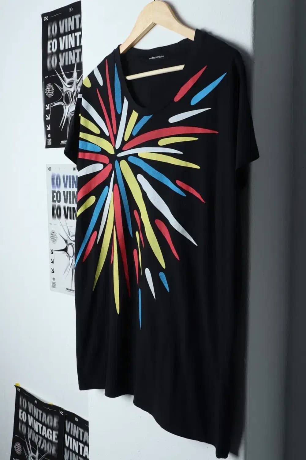 W(F) 코데즈 컴바인 반팔 티셔츠 민소매 패턴 롱-13B8C 상품이미지1