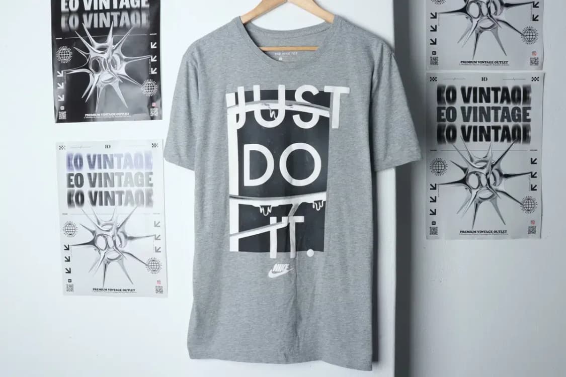 (L-XL) 나이키 반팔 티셔츠 그레이 빅로고 올드스쿨-13B93 상품이미지2
