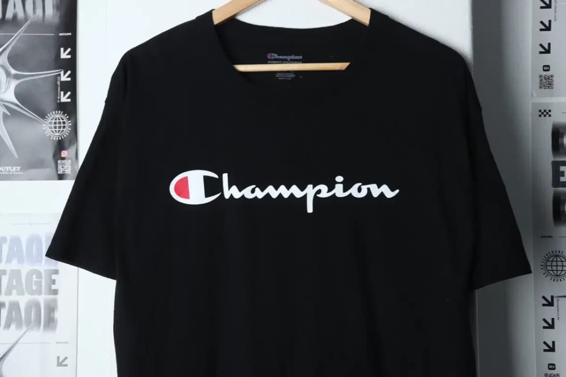 (L-XL) 챔피온 반팔 티셔츠 작은오염 블랙 올드스쿨-13B94 상품이미지3
